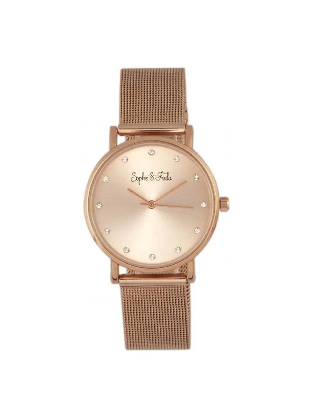 NWT Sophie And Freda Savannah Crystal Rose Gold Dial Ladies Watch
